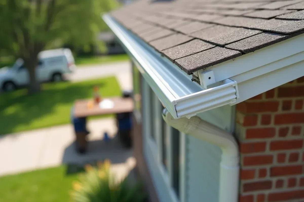 Custom continuous seamless aluminum decks profile on Central Iowa roofline