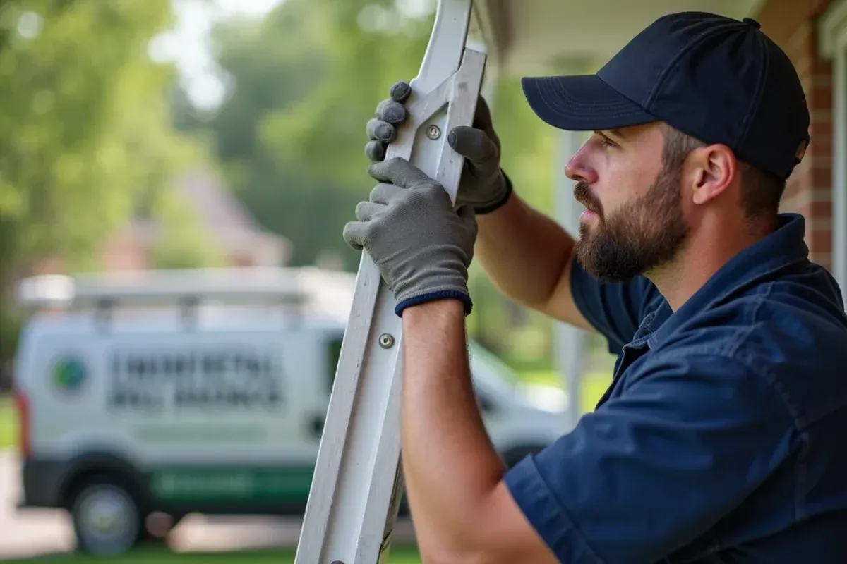 Peter Palomeque and crew performing downspout installation in Des Moines, IA