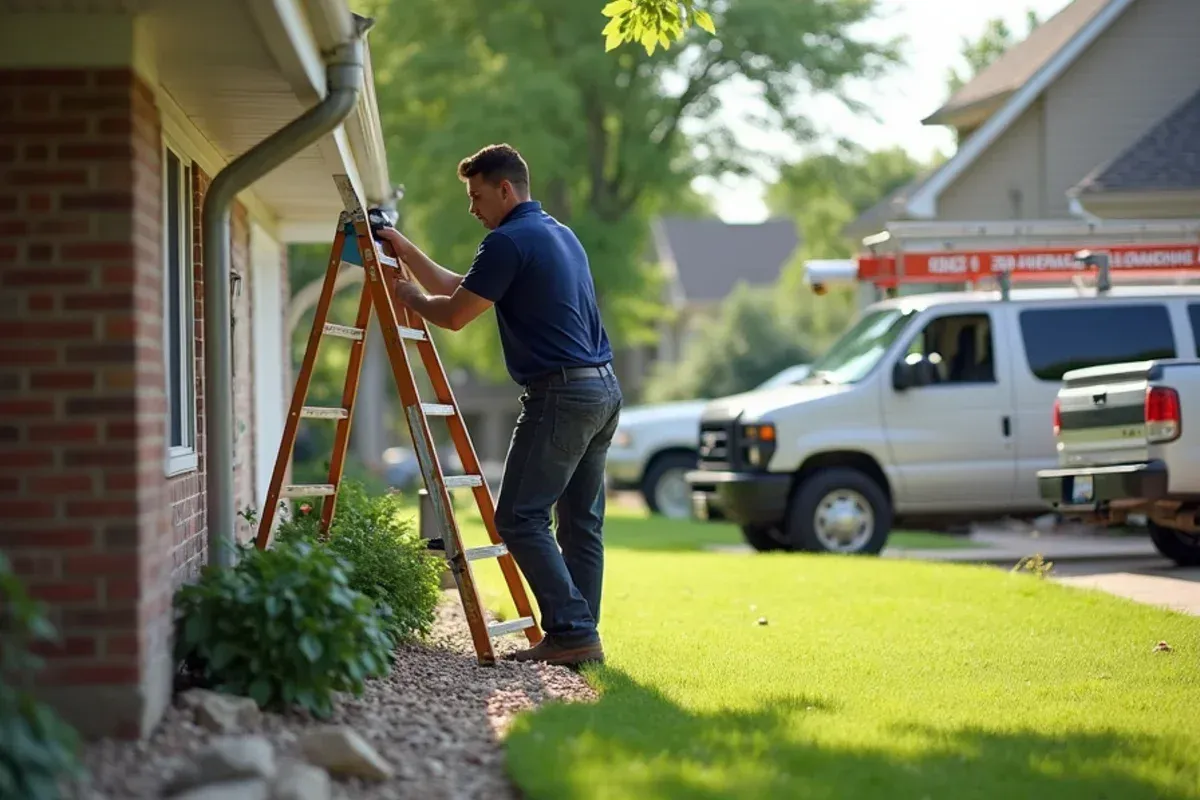 Downspout routing and drainage discharge for downspout installation project