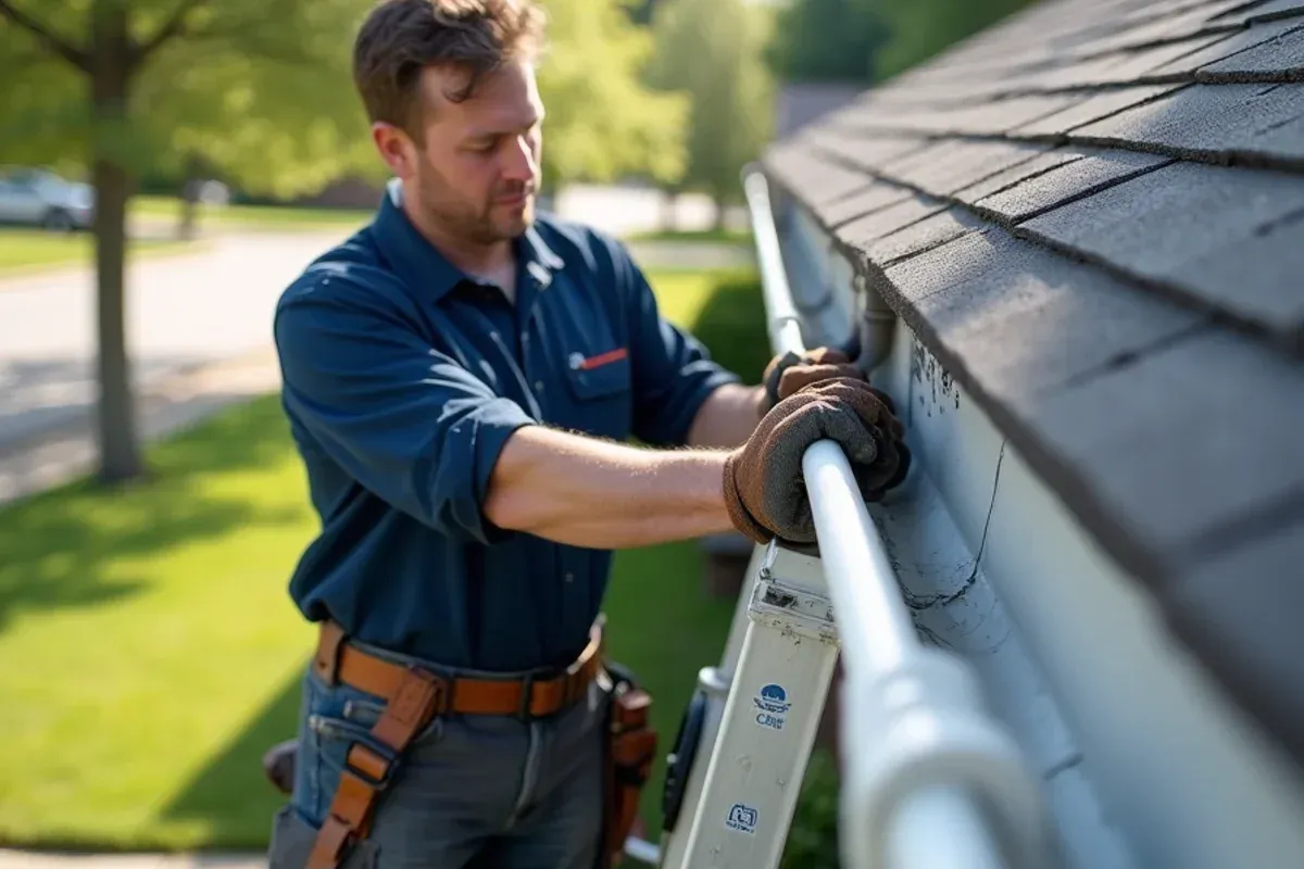 Peter Palomeque and crew performing emergency gutter repair in Des Moines, IA