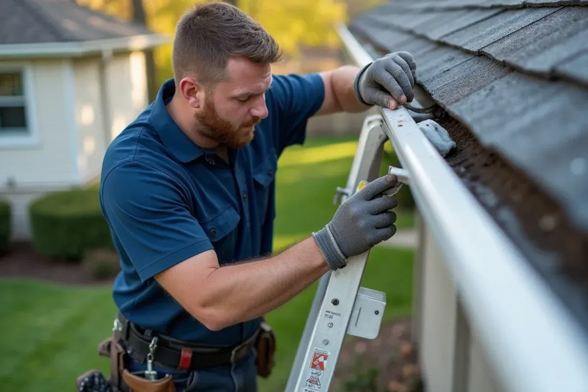 Peter Palomeque and crew performing gutter cleaning in Des Moines, IA