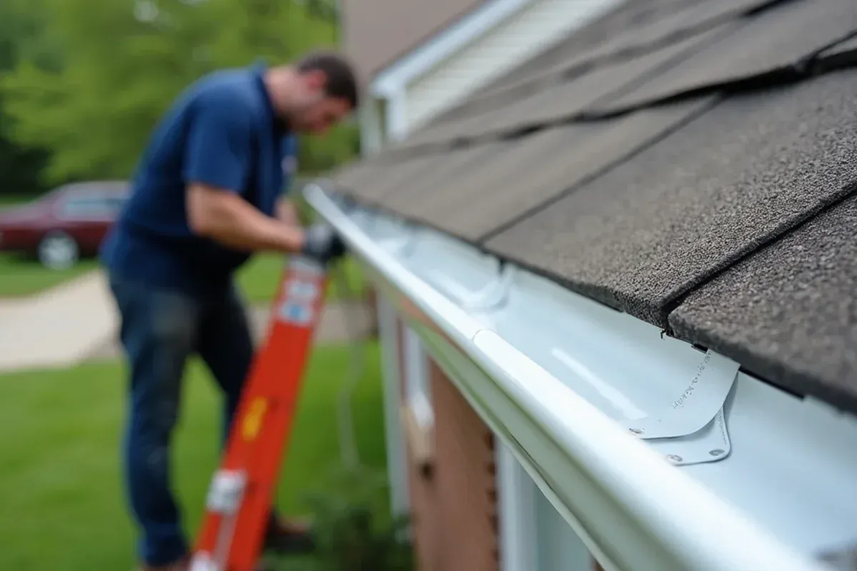 Custom continuous seamless aluminum gutter cleaning profile on Central Iowa roofline