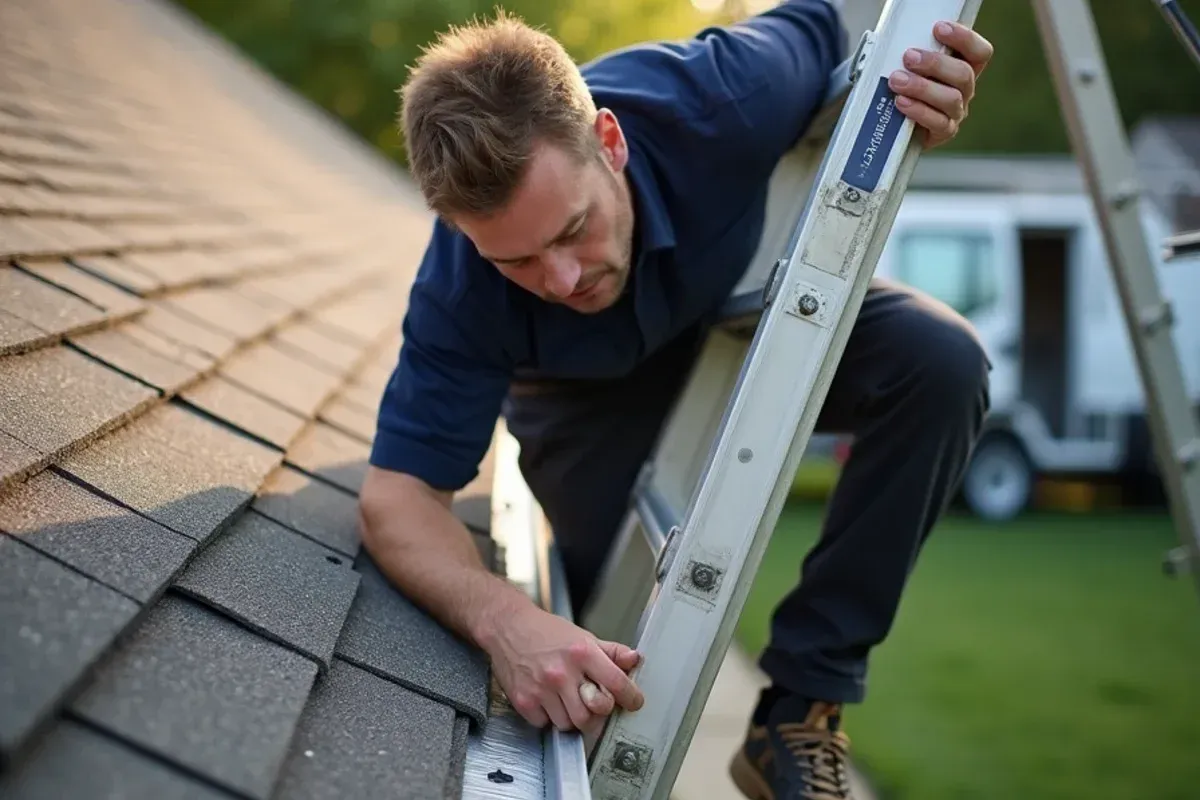 Fascia board and roof edge inspection for gutter cleaning