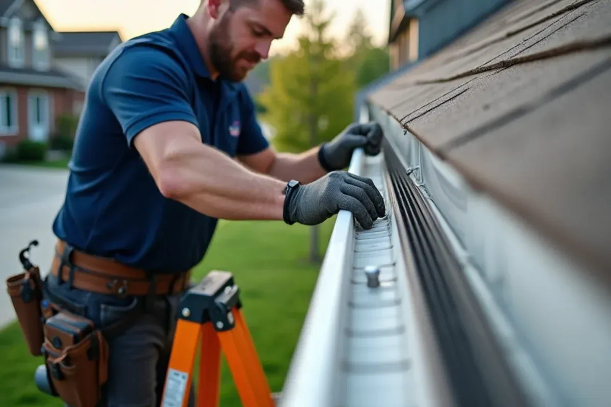 Peter Palomeque and crew performing gutter guards in Des Moines, IA