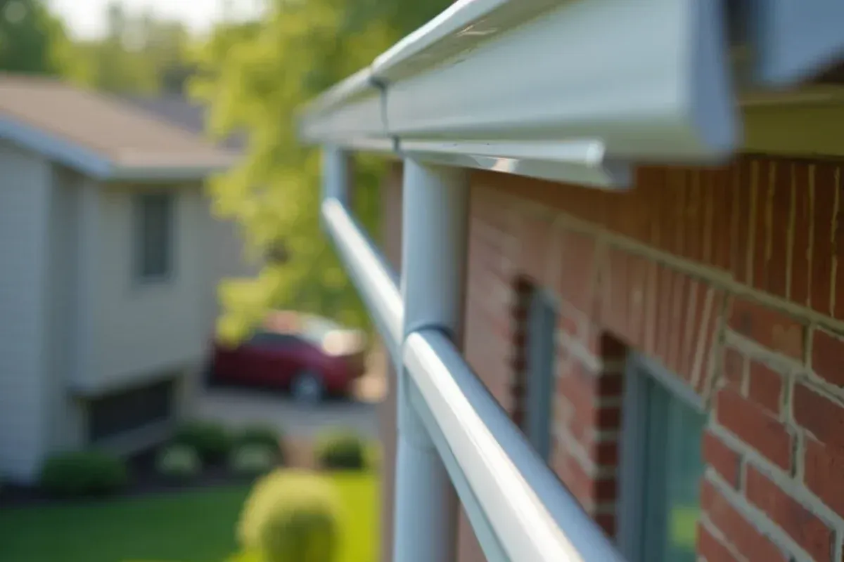 Custom continuous seamless aluminum gutter installation profile on Central Iowa roofline