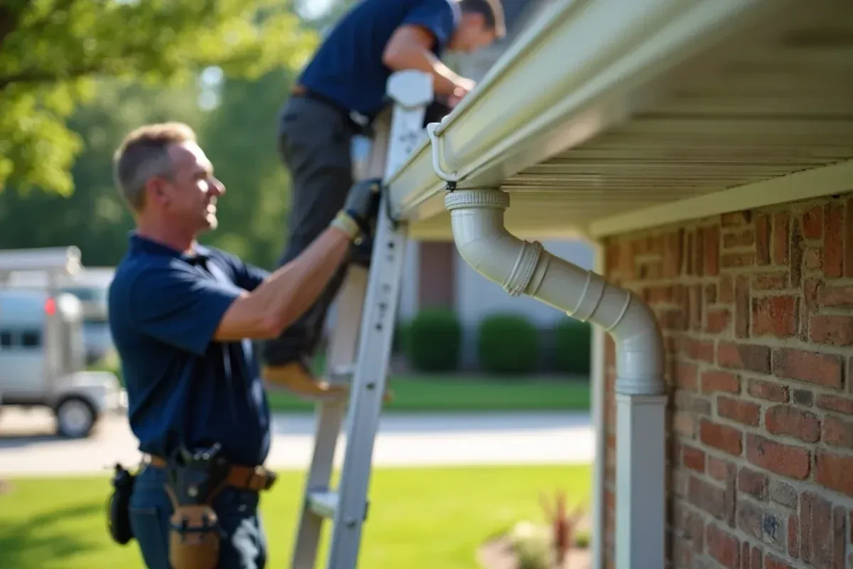 Downspout routing and drainage discharge for gutter maintenance plans project