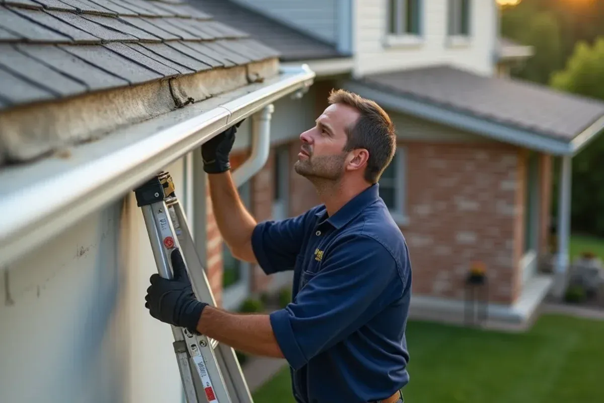 Peter Palomeque and crew performing gutter repair in Des Moines, IA