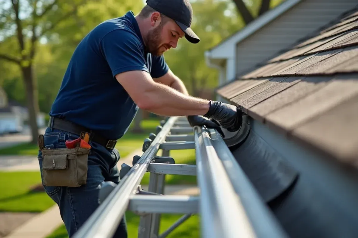Peter Palomeque and crew performing gutter services in Des Moines, IA