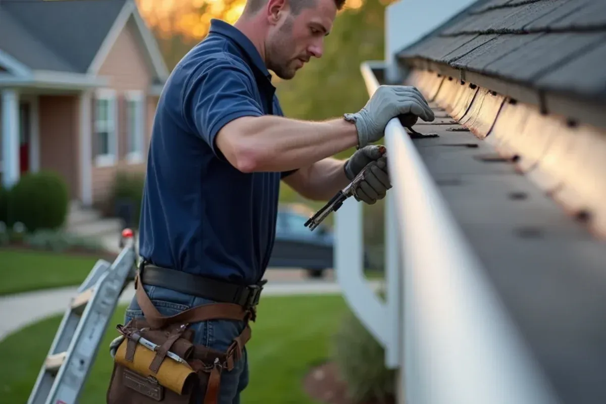 Peter Palomeque and crew performing leaking gutter repair in Des Moines, IA