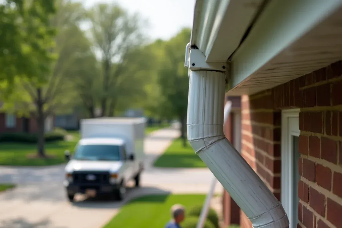 Custom continuous seamless aluminum sagging gutter repair profile on Central Iowa roofline