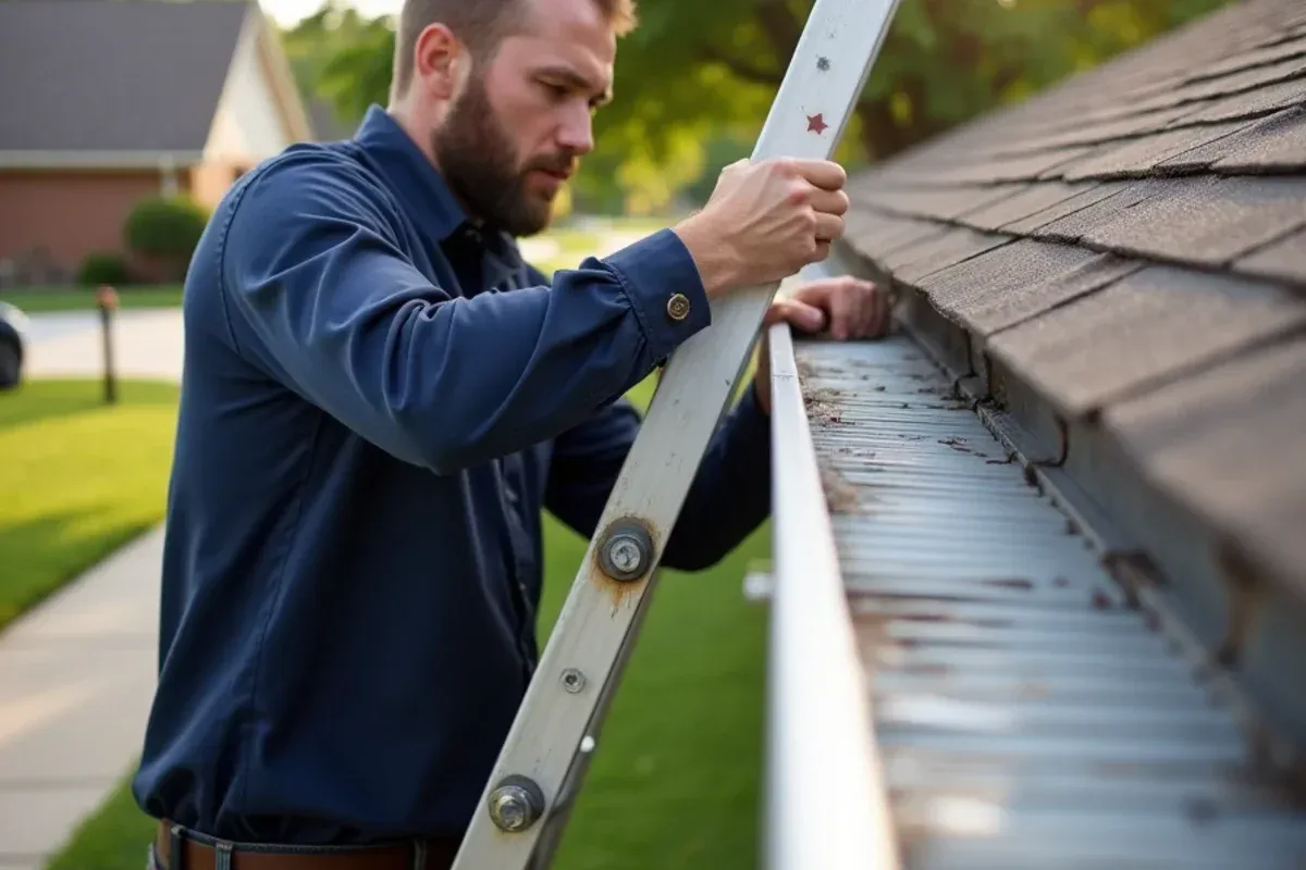 Fascia board and roof edge inspection for sagging gutter repair