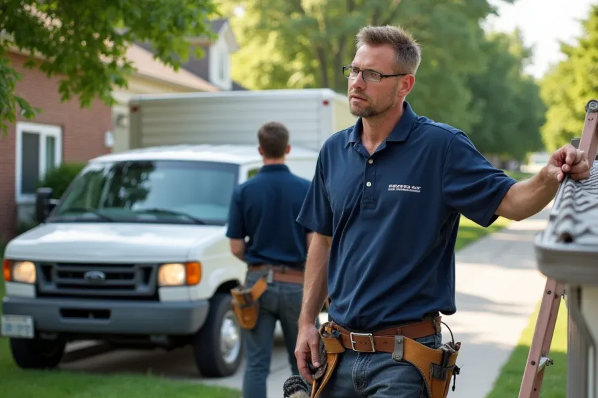 Palomeque Gutter LLC team performing seamless gutter installation in Ankeny, IA