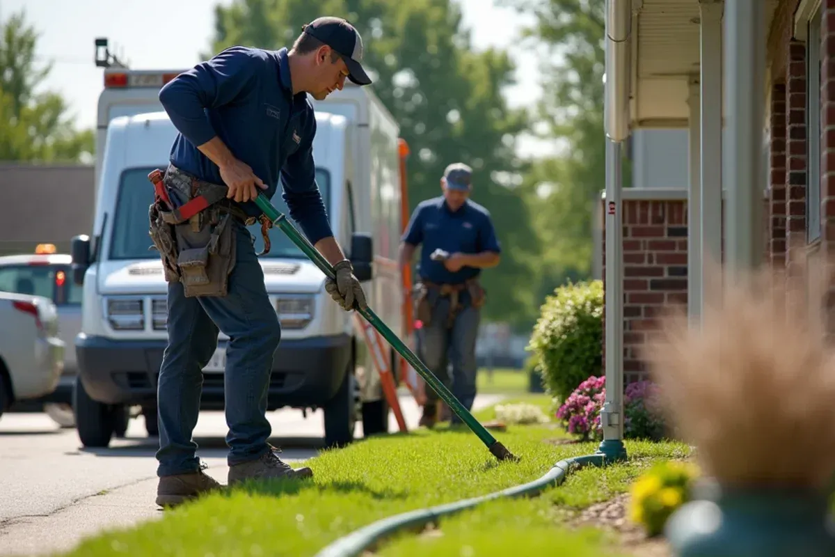 Downspout drainage extension directing storm runoff in Ankeny, IA