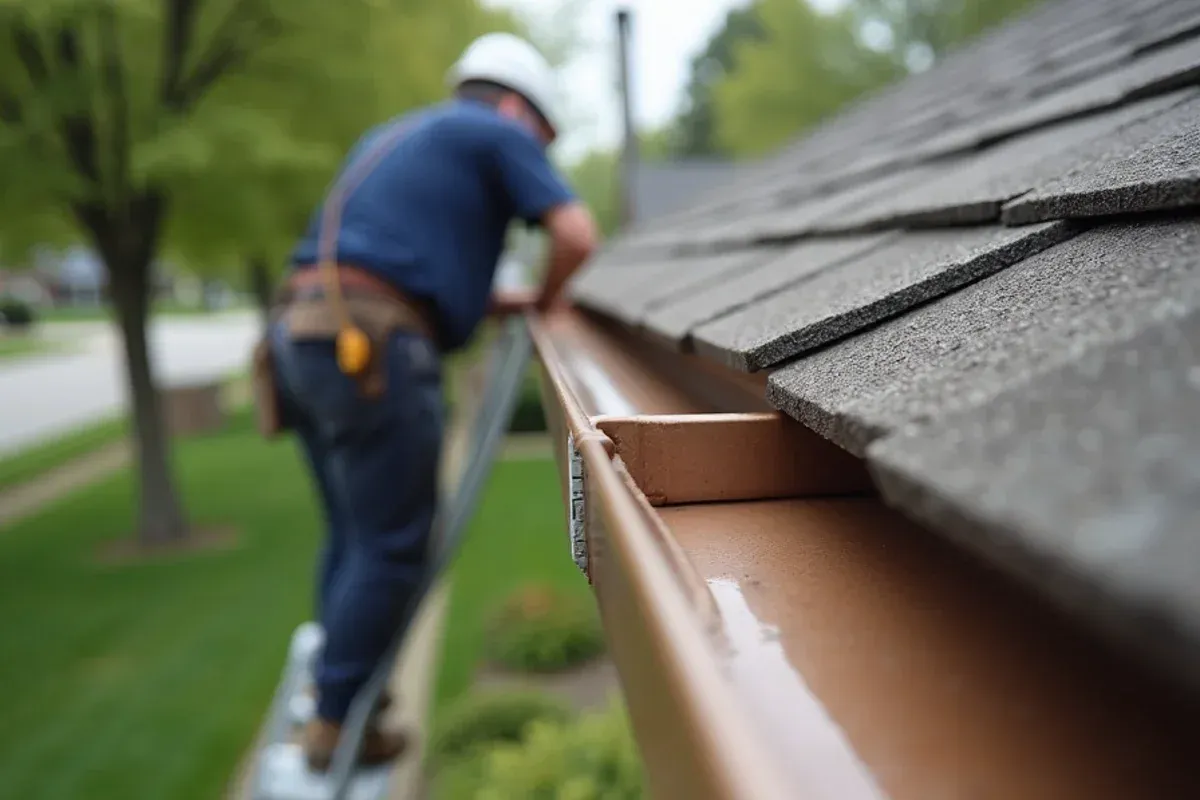 Custom continuous seamless gutter run along Clive home roofline