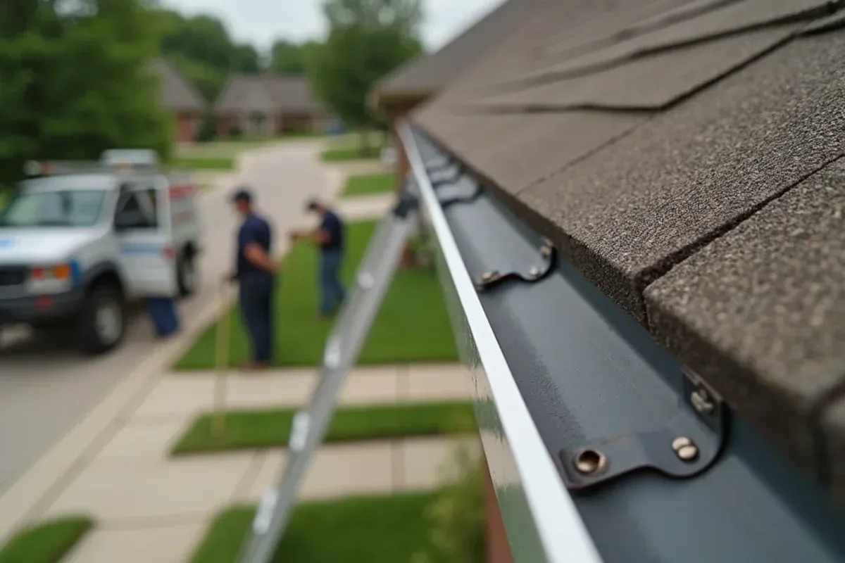 Custom continuous seamless gutter run along Norwalk home roofline