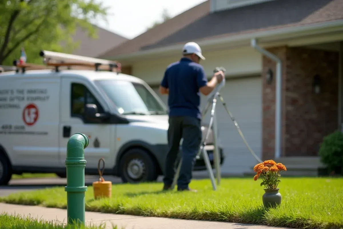 Downspout drainage extension directing storm runoff in Norwalk, IA