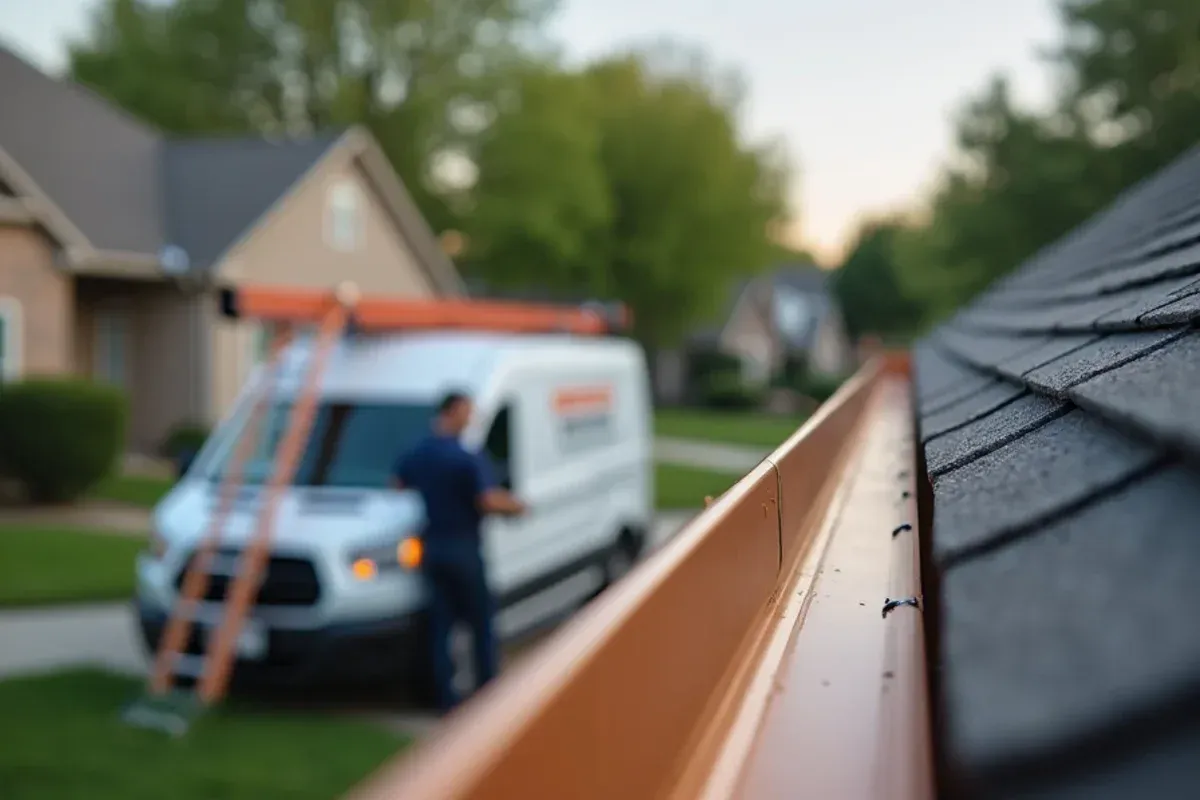 Custom continuous seamless gutter run along Pleasant Hill home roofline