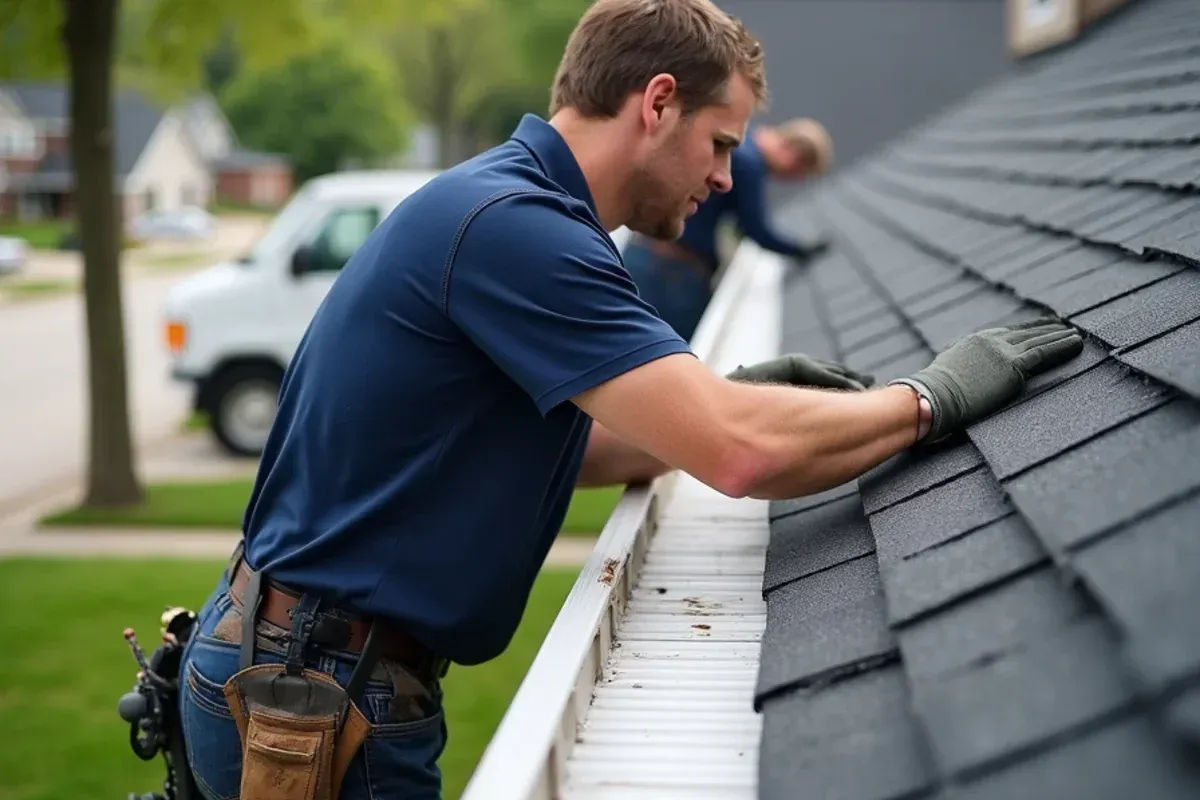 Palomeque Gutter LLC team performing seamless gutter installation in Polk County, IA