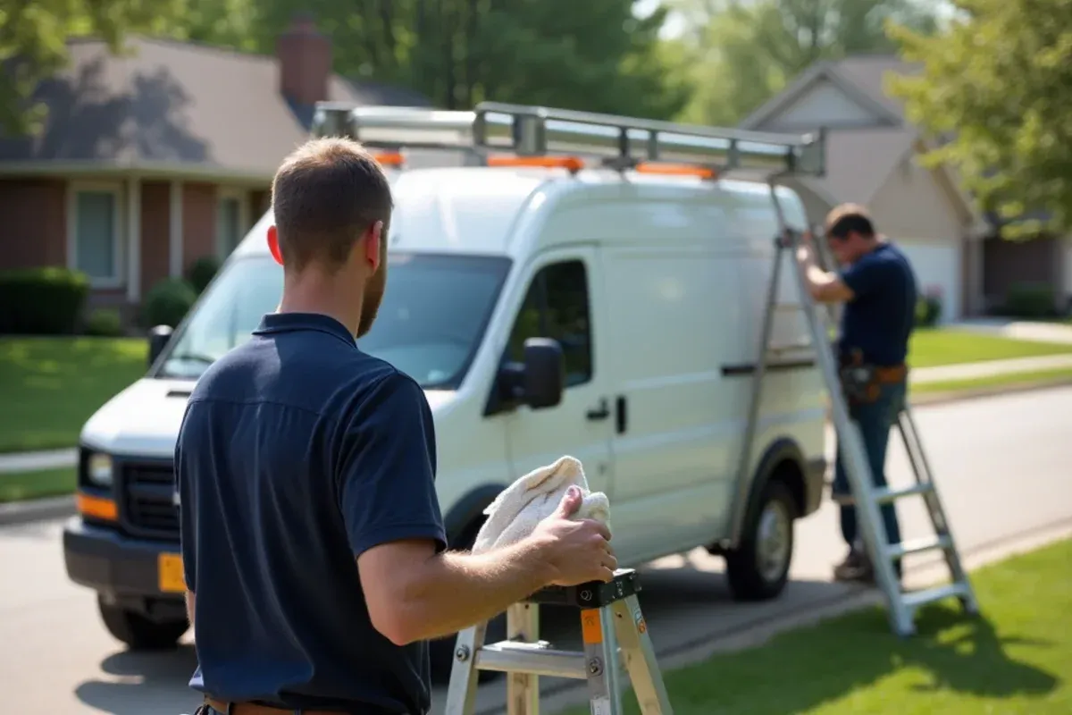 Palomeque Gutter LLC team performing seamless gutter installation in Saylorville, IA