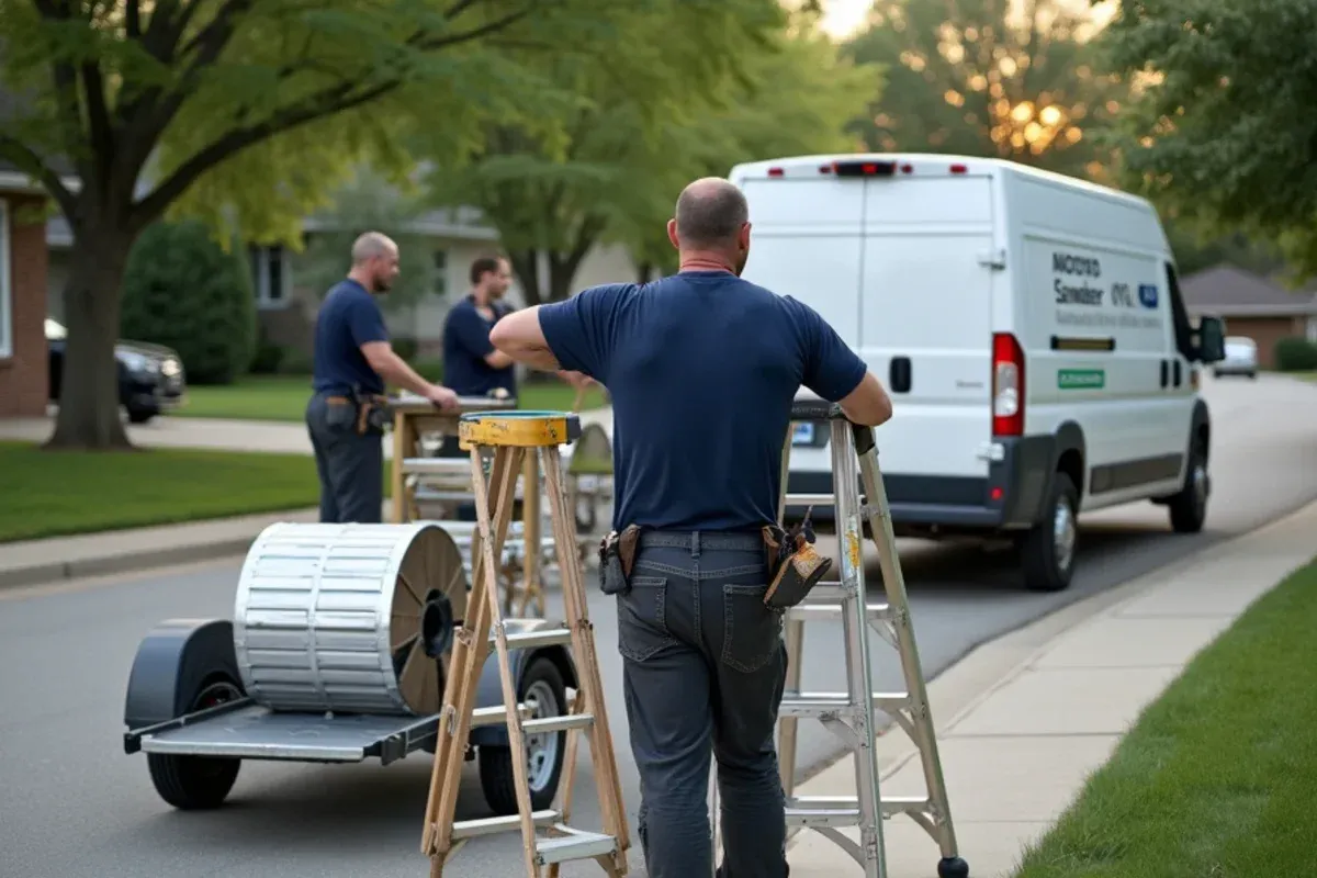 Palomeque Gutter LLC team performing seamless gutter installation in Waukee, IA