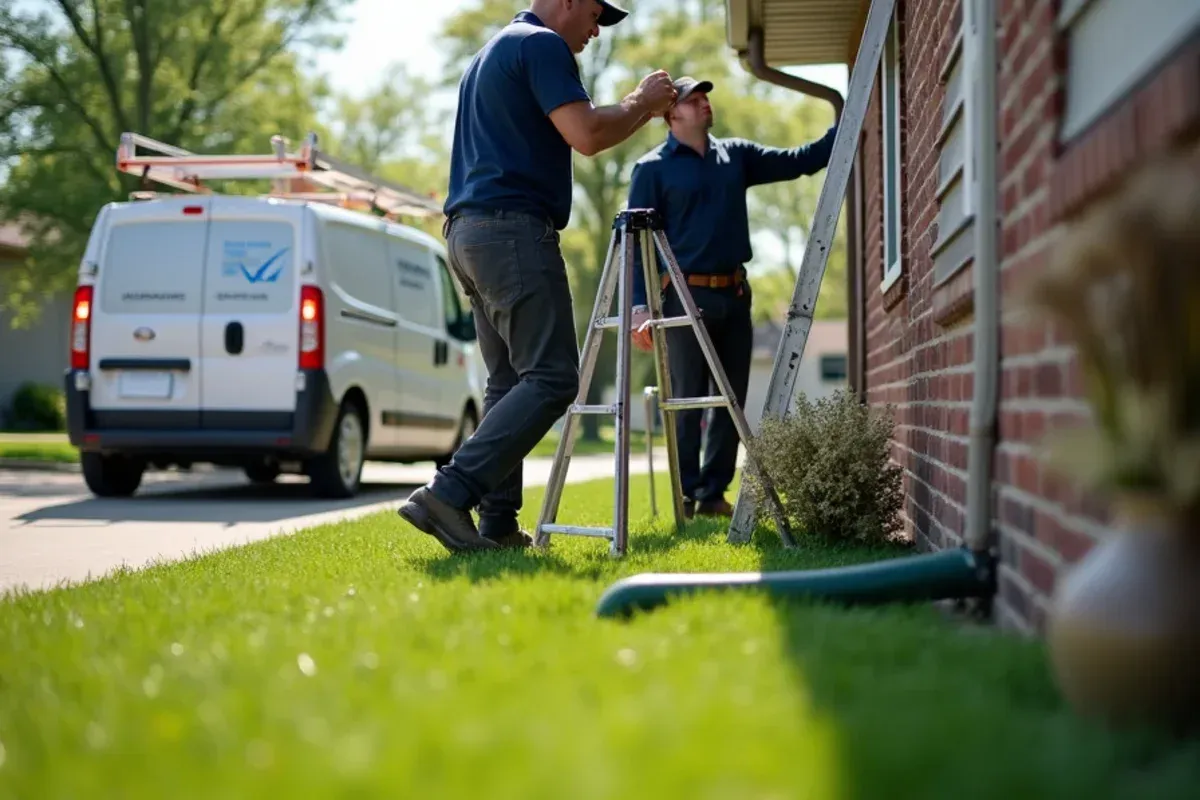 Downspout drainage extension directing storm runoff in West Des Moines, IA