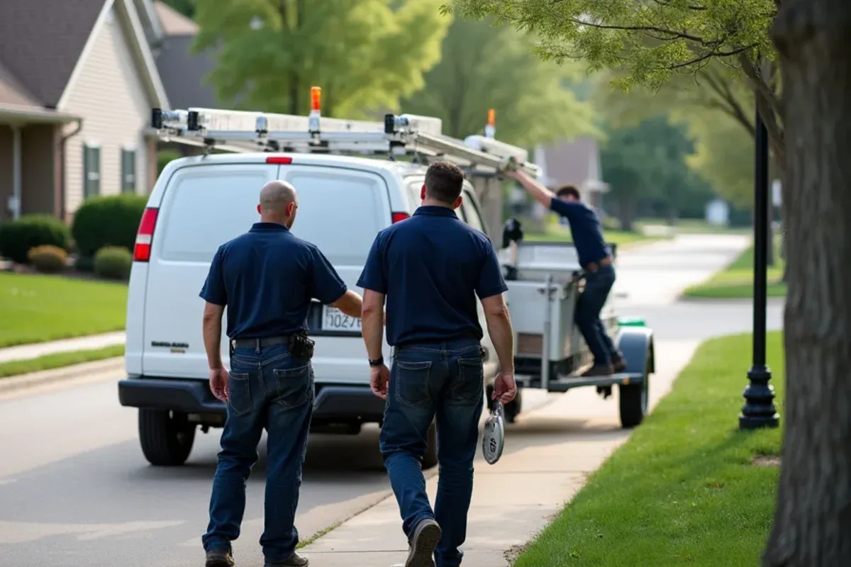 Palomeque Gutter LLC team performing seamless gutter installation in Windsor Heights, IA