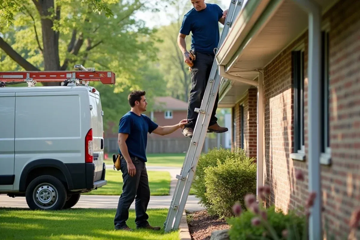 Downspout routing and drainage discharge for soffit & fascia project