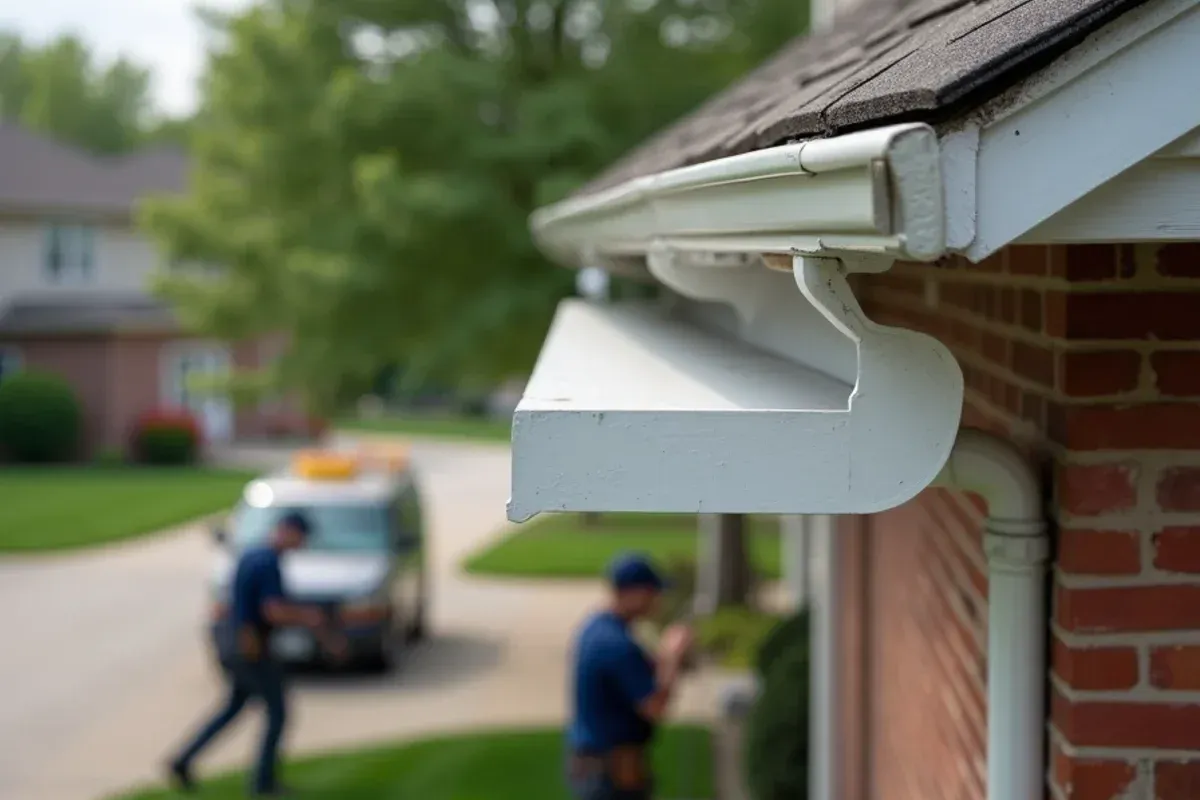 Custom continuous seamless aluminum storm-damaged gutters profile on Central Iowa roofline