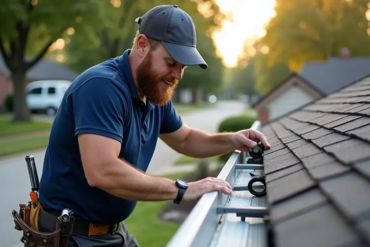 Fascia board and roof edge inspection for storm-damaged gutters