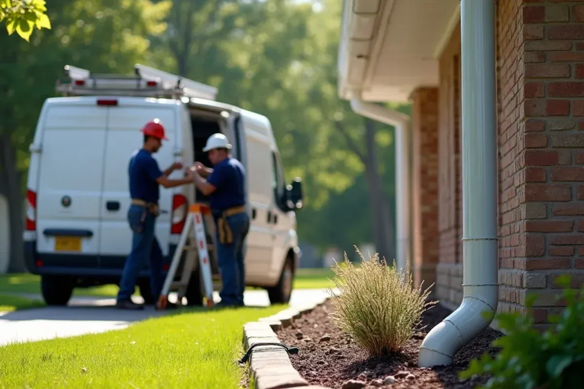 Downspout routing and drainage discharge for underground downspout drains project